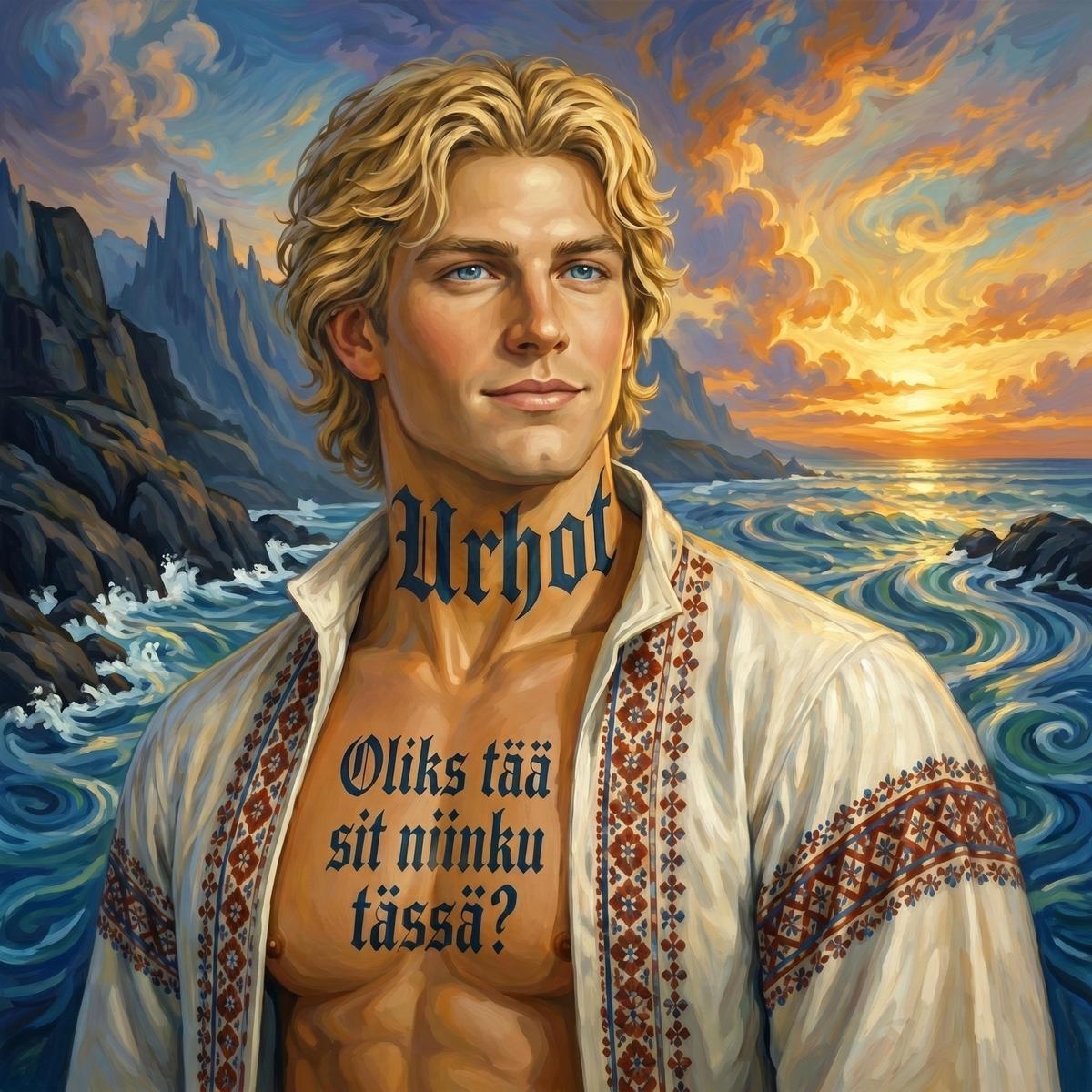 Urhot on a Nordic sea cliff